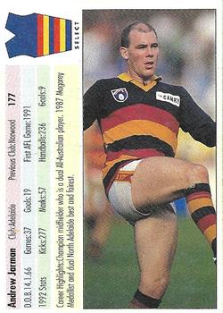1993 Select AFL #177 Andrew Jarman Back
